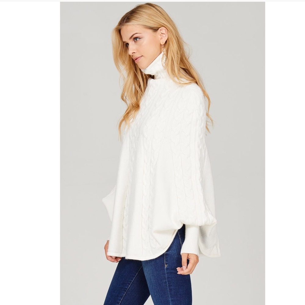 Ivory Knit Cape Poncho - Picture 5 of 8
